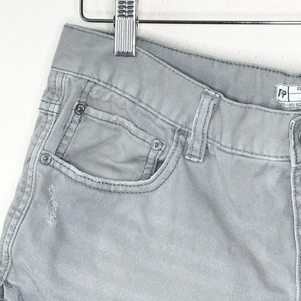 Free People Slate Blue Button Fly Cut Off Shorts - Women’s US 27